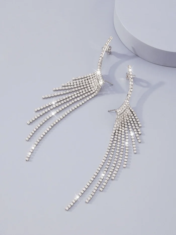 Mydear Rhinestone Tassel Design Earrings - Image 2