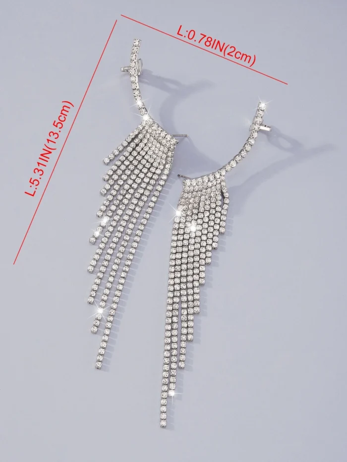 Mydear Rhinestone Tassel Design Earrings - Image 5